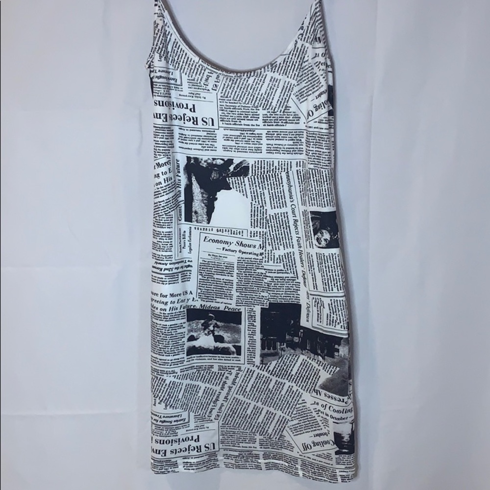 Newspaper Print Tight Dress